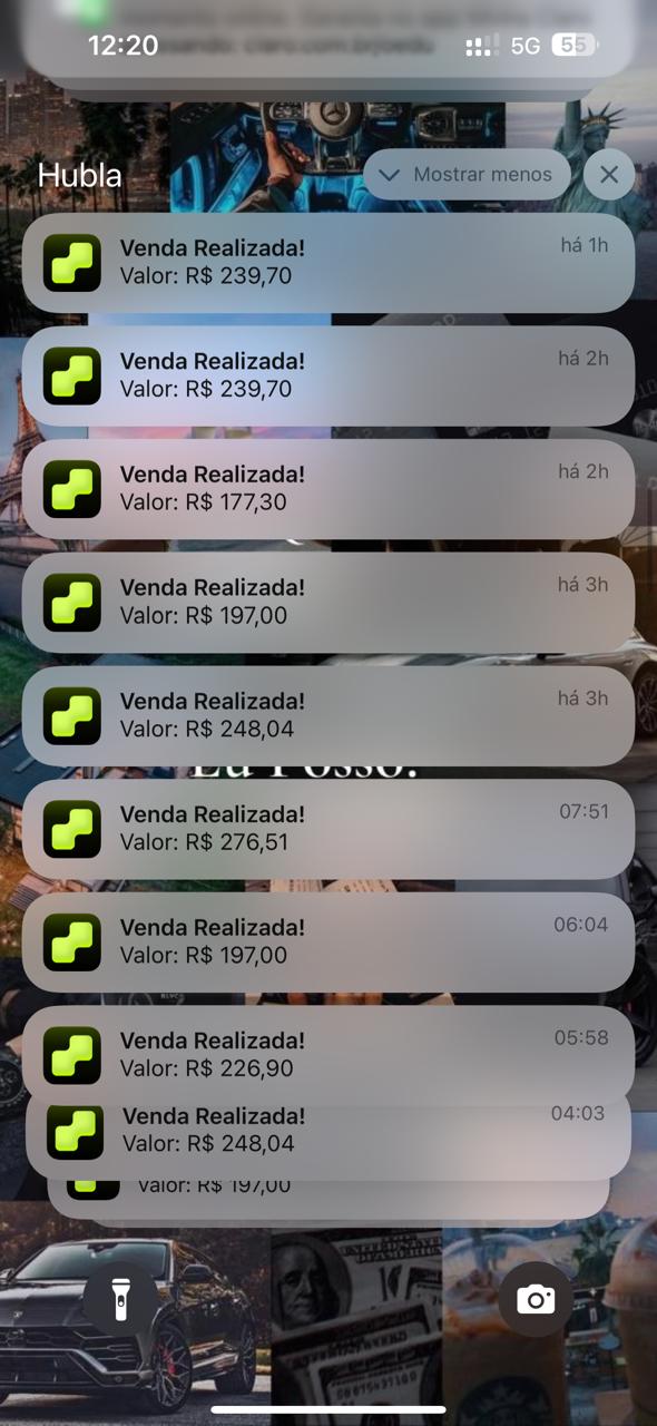 Vendas entrando durante a madrugada